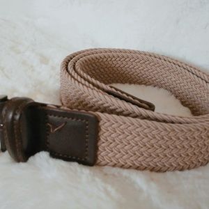 Leather Braided Belt Brown Size Large
